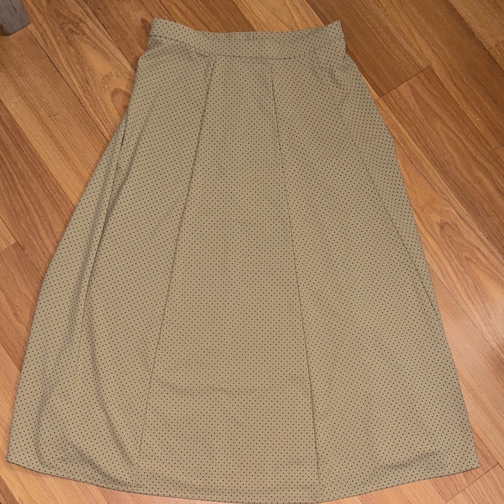 Uniqlo Tan A-Line Skirt with Polka Dots